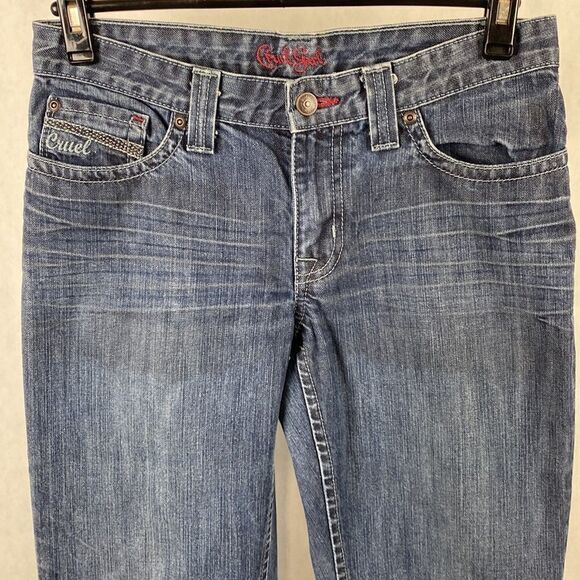 Cruel Girl Denim Jeans 5 Long 5L Boot Cut Button Flap Pockets - Picture 2 of 15
